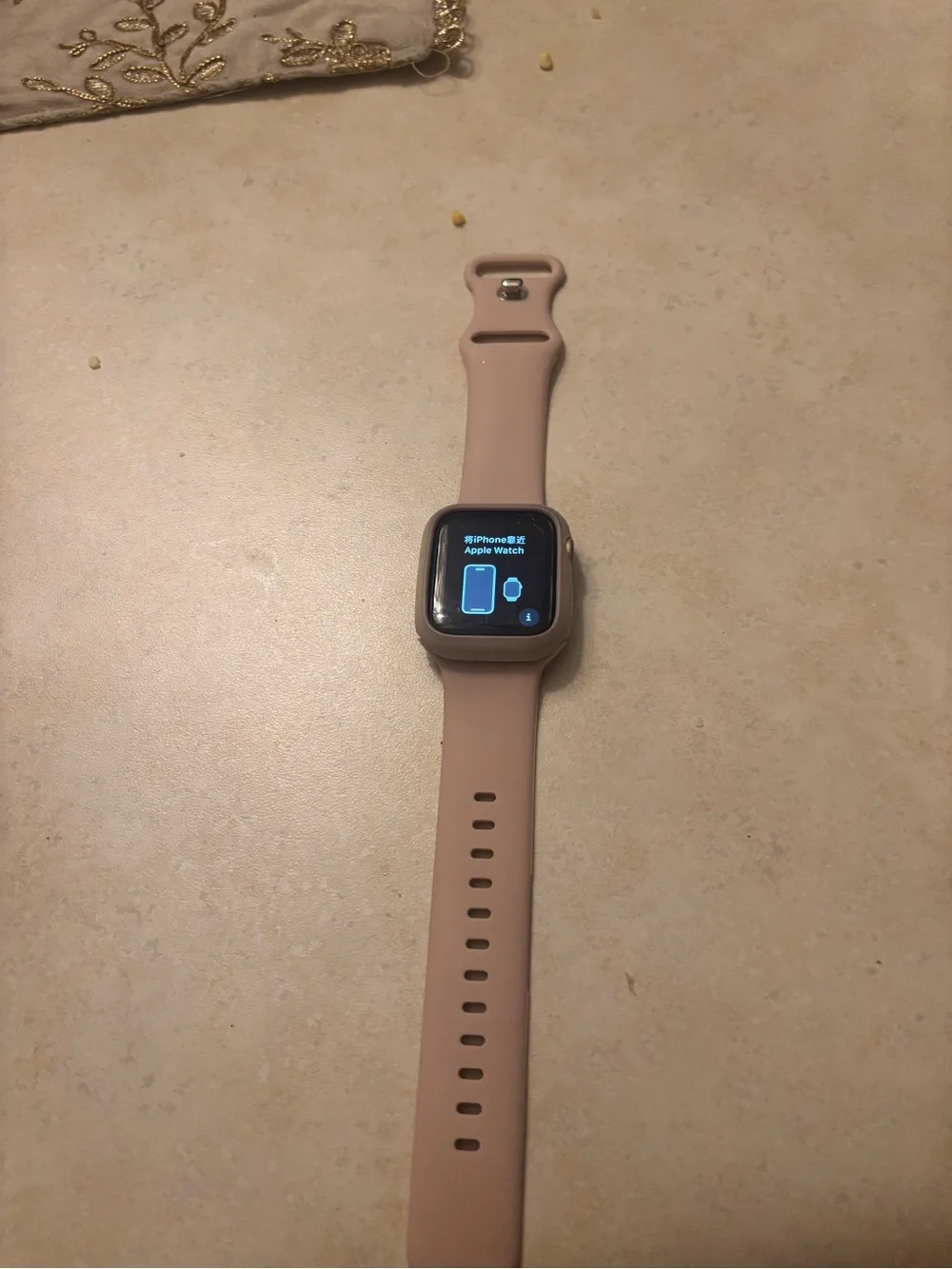 Apple Watch with Blush Pink Silicone Sport Band